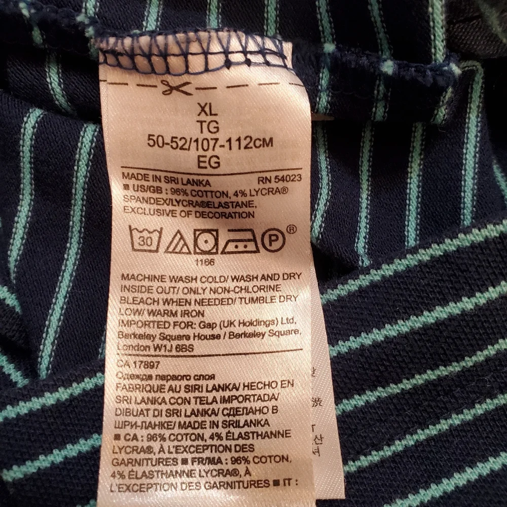 Banana Republic Men's Dark Blue &‎ Teal Striped Polo Shirt Short Sleeve XL